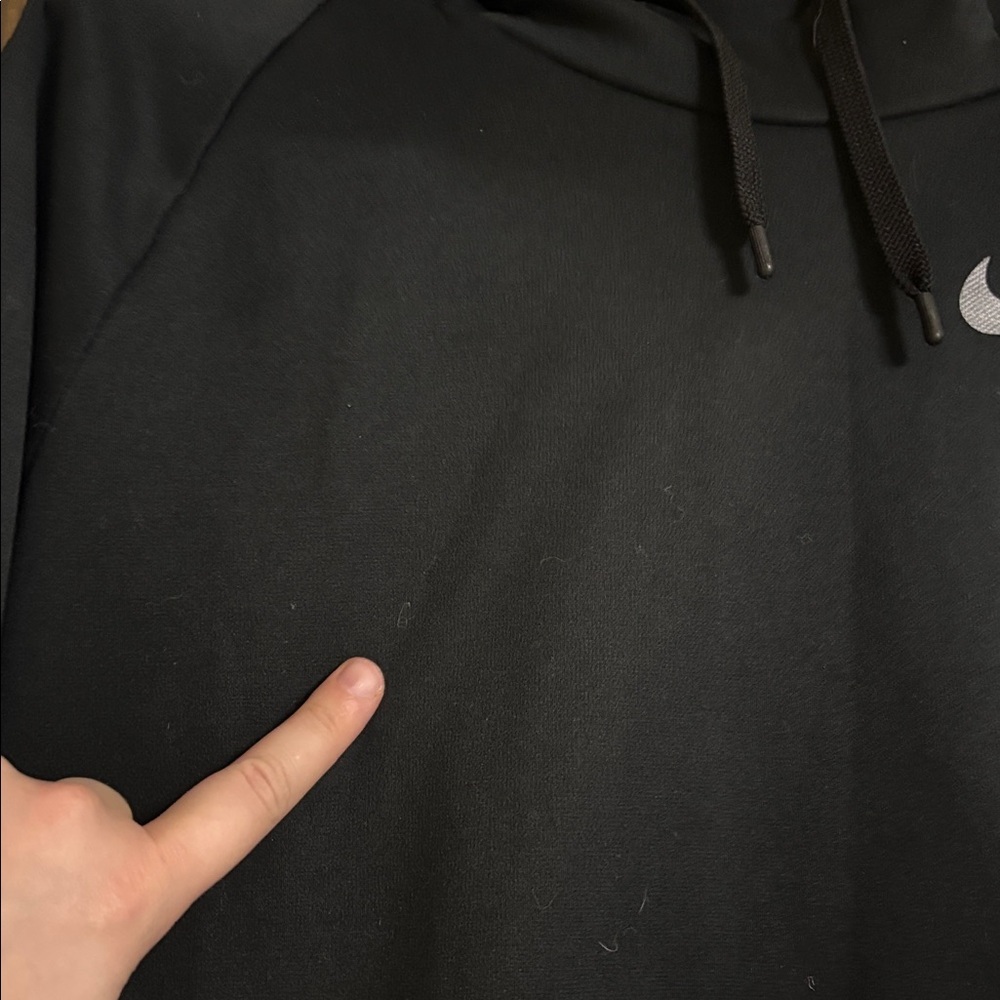 Nike Dri-Fit Drawstring Black Pullover Hoodie with Pockets Size Medium - Picture 5 of 10